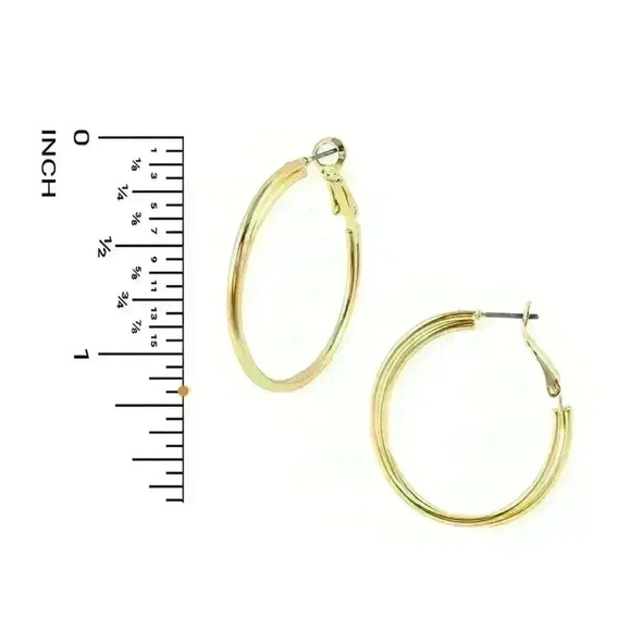 NWT Classic 18K Gold-Plated/1.7" Double Hoop Hypoallergenic Earrings - Picture 15 of 15